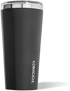 Corkcicle Classic 16 Ounce Triple Insulated Stainless Steel Travel Cup Tumbler with Lid and Silicone Bottom for Hot and Cold Drinks, Matte Black