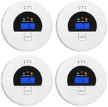 4-Pack, Smoke and Carbon Monoxide Detector, Smoke Detector Carbon Monoxide Detector Combo with Test Button, Digital Display, 85dB Alarm for Home and Office