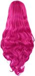 Rbenxia Curly Cosplay Wig Long Hair Heat Resistant Spiral Costume Wigs Anime Fashion Wavy Curly Cosplay Daily Party Rose Red 32" 80cm