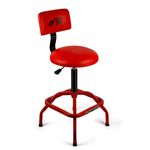 FreekyFit Shop Stool with Backrest, Mechanic Garage Stool for Workshop, Adjustable Stool Chair, Padded Workbench Stool for Men Women, 300 LBS Capacity, 360° Swivel PVC Seat, Heavy Duty, Red