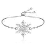 LOVGIFSET Christmas Bracelet Snowflake Christmas Tree Bracelet Sterling Silver Women Chain Colorful Tree X-Mas Gift, 8 Inch, Sterling Silver , Cubic Zirconia