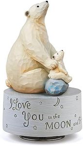 MS. WENNY Polar Bear Musical Box Figurine, I Love You to the Moon and Back Music Box Bday Christmas for Wife Daughter Son Collectible Figurine Play You Are My Sunshine