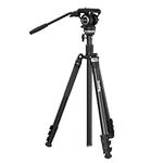 SMALLRIG Video Tripod CT210, 75" Video Camera Tripod Monopod with +/-15° Leveling Base Fluid Head, Professional Camera Tripod Compatible with Video Camera, DSLR, Camcorder-4475