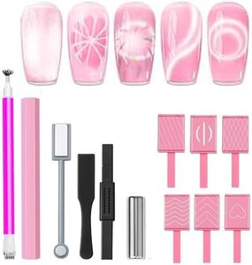 Modelones 12pcs Cat Eye Magnets for Nails, Cat Eye Nails Art Magnet Tools Cute Pink Series Cat Eye Magnet For Nails Flower Cylindrical Magnet For Women Nails Magnetic Nail Polish Magnets Tools