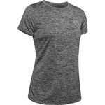 Under Armour Women's Tech Twist T-Shirt, Black/Metallic Silver, Large