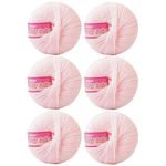 Vardhman Baby Soft 100% Acrylic (Light Baby Pink) (1 Ball 25 Gram)(6 PC) 4 ply Ball Hand Knitting Wool/Art Craft Soft Fingering Crochet Hook Yarn, Needle Thread Dyed Shade no-1