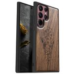 Carveit Wood Case for Galaxy S22 Ultra Case [Hard Real Wood & Soft TPU] Shockproof Protective Cover Unique & Classy Wooden Case Compatible with Samsung S22 Ultra (Viking Compass Vegvisir-Walnut)