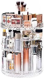 DreamGenius Makeup Organizer, 360 Degree Rotating Cosmetic Storage Organizer, 7-Layer Adjustable Makeup Display Case, Fits Jewelry Makeup Brushes and Lipsticks, Clear Acrylic