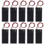 10Pcs 9V Battery Holder, 9 Volt Battery Holder with Switch, 9v Battery Case Connector 2X Lead Wire Spring Clip DIY Plastic Cell Batteries Container Power Bank Cases