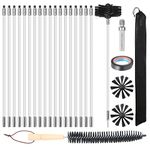 MaxEarn 24Pcs Chimney Cleaning Brush Kit with 18 Flexible Nylon Rods+ 6" Brush Head + Wood Long Brush+ Storage Bag, Duct Vent Cleaning Set, Sweep Brush Tool for Flue/Fireplace/Sewage Pipe/Fume Hood