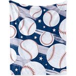 Baseball Throw Blanket Gifts for Boys, Blue Baseball Soft Cozy Plush Flannel Blanket for Kids Bedroom, 40 x 50 in Baseball Sport Fleece Fuzzy Blanket with Stars for Toddler Couch Bed Sofa Decor