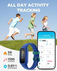BIGGERFIVE Kids Fitness Tracker Watch, Ages 5-15 – Heart Rate, Sleep, Waterproof, Blue