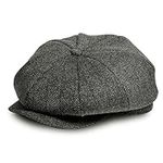 Newsboy Flat Caps Men, Shelby Baker Boy Hats for Men Grey Tweed Vintage Adjustable Peaky 8 Piece Mens Gatsby Beret Hat