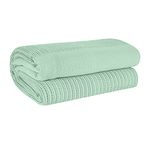 EHC Lightweight Hand Woven Adult Cellular Cotton Blanket, Single 180 x 230 cm - Sage