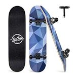 BELEEV Skateboards, 31 x 8 inch Complete Skateboard for Beginners, 7 Layer Canadian Maple Double Kick Deck Concave Cruiser Trick, Light Up Wheel Skateboard for Kids Teens & Adults