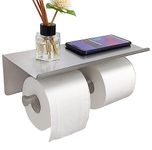 GZILA Double Toilet Paper Holder with Phone Shelf, Bathroom Tissue Roll Holder with Big Rack Stuff Storage, SUS304 Stainless Steel Brushed Nickel …