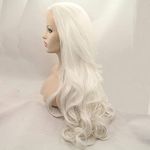 Xiweiya Wig Synthetic White Blonde Lace Front Wavy Wigs Heat Resistant Fiber Glueless Natural Wave Platinum Wigs Daily Party Cosplay Use for Girl