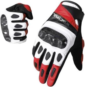 WTACTFUL Carbon Knuckle Motorcycle Gloves for Men and Women Full Finger Touchscreen Motorbike Gloves for BMX ATV MTB Riding Road Racing Motocross Red L
