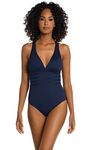 La Blanca Women's Island Goddess Multi Strap Cross Back One Piece Swimsuit, Indigo, 12