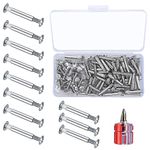 130 Pcs M4 Cupboard Joining Bolts Screws(65 x Binding Screws, 65 x Connecting Sleeves), Furniture Connecting Screws Bolts Post 31-40 mm, Door Handle Screws for Connecting Furniture Cupboard Cabinet