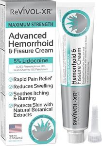 REVIVOL-XR Advanced Hemorrhoid Treatment. 5% Lidocaine + Shrinks + Protects Skin + Aloe + Witch Hazel + Botanicals, External & Internal Use. Most Complete OTC Ointment & Fissure Cream, USA Made.