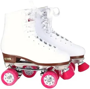 CHICAGO Skates Premium White Quad Roller Skates for Girls and Women Beginners Classic Adjustable High-Top Design for Indoor or Outdoor Skates and Roller Derby