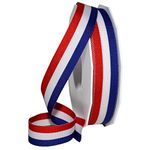 Morex Ribbon 93605/25-914 Striped Grosgrain Ribbon 7/8" X 25 YD Patriotic Ribbon for Gift Wrapping, Red/White/Blue, 4th of July Decorations, American Flags Art Supplies Gift Ribbons for Crafts