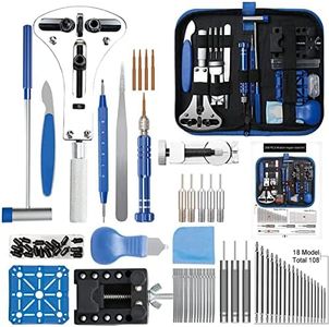 Kingsdun Watch Repair Kit, Professional 208Pcs Watch Battery Replacement Tool Watchband Link & Back Remover, Spring Bar Tool Kit with Carrying Case & Instruction Manual, Blue, 208