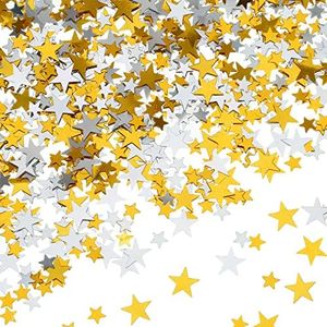 HESTYA 60g star Confetti Glitter Star Table Confetti Metallic Foil Stars for Party Wedding Festival Decorations(Gold Silver 60g,10mm and 6mm)