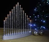 Marco Paul Christmas Thin Pipe Candle Bridge Arch - 15 White LED Light Battery Candle - Festival Accessories for Table Centrepiece, Window and Christmas Bridge Candle Light-Up Xmas Decor (Silver)