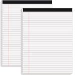 Koogel 2 Packs Legal Pads 21.5 x 28cm, 50 Sheets Wide Ruled Lined Perforated Notepads Writing Pads White Paper Pads for Student School Office