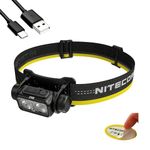 Nitecore NU43 Rechargeable Headlamp, 1400 lumens USB-C Bright Lightweight for Camping, Running, or Working, with Spotlight, Floodlight, Red Light, Including NitecoreS Sticker