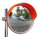 Safety Emart – Convex Mirror 32 inch (80 cm), Traffic Mirror, Parking Safety Mirror in Orange colour, Unbreakable Traffic Mirror with Nut and Bolt, Diameter with Adjustable Fixing Bracket