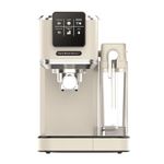 Hamilton Beach Espresso Coffee Machine, BaristaPro+ 8-in-1, Compact Stainless Steel, LCD Touch Screen Control, Integrated Milk Frother, 20-Bar Pressure & Fast Heat, Hot & Iced Coffee, Cream - HBC7210C