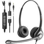 Wantek USB Headset With Microphone For Laptop, PC Headphones With Mic Noise Cancelling, Computer Headsets With In-Line Volume Control & Mute, Compatible with Ms teams, Zoom, Webex, Office, Home