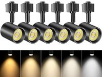 VANoopee 5-Color J Type Track Lighting Heads Dimmable LED Track Light Heads Bright Rail Ceiling Spotlight Fixtures Accent Task, 2700K-6000K, Flicker Free CRI90+ 24° 10W 800lm, Matte Black, Pack of 6