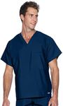 Landau Women's Essentials Unisex Relaxed Fit 1-Pocket V-Neck Scrub Top 7502, Navy, Small