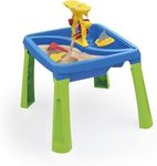 DOLU Sand & Water & Creativity Table for Kids, Blue and Green - Indoor outdoor Square Activity Table for Children Ages 24 Months and Up, 54.2 x 45 x 45 cm