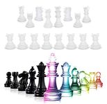 Chess Sets Resin Silicone Mold, Upgrade 3D 16 Pieces Chess Mold Kit for Resin Casting Full Size, Chess Epoxy Molds for Kid Adult Family to DIY Art Crafts Home Decoration