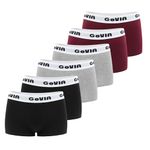 GoVIA Womens Boxers Underwear,Women's Boyshort Cotton Boxer Briefs Panties Pack of 6, Black Wine Grey M