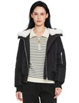 Orolay Women's Winter Bomber Jacket - Fleece Lined Hooded Parka Cropped Warm Coat Black L