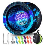 Magic Yoyo Professional Unresponsive Yoyo Y03 - Hertz 3 Acid Color, Premium Alloy Aluminum Yo-yo for Intermediate and Advanced, Long Spin Time Yoyo for Kids + Extra 5 Strings + Yoyo Holder + Glove