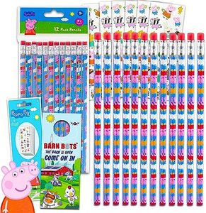 12 Count Peppa Pig Pencils for Classroom Set - Bundle with 12 Pencils for Girls Featuring Peppa Pig Plus Bonus Stickers, More | Peppa Pig School Supplies