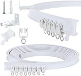 GOYADA Bendable Curtain Track for Bay Windows, 5M/16.4FT Flexible Wall Ceiling Mounted Curtain Track, Heavy Duty Plastic Curtain Rail Track, Curtain Tracks and Fittings, Room Divider Curtain Rail