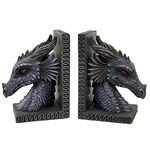 Gothic Purple Dragon Bookends Mystic Book Ends Set Evil