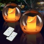 Solar Floating Candles, LED Tea Lights Warm White & Flameless, Floating Pool Light with Remote Control 3 Modes, Candle Light Waterproof Outdoor Garden Party Wedding Decor Hot Tub SPA Pool Pond (2 Pcs)