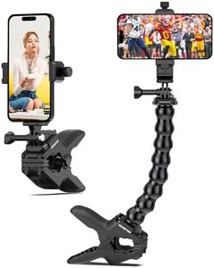 Sametop Phone Holder Clamp Mount Gooseneck Cell Phone Stand Clip Arm for Desk Pole Compatible with iPhone 16 15 14 Pro Max Plus 13 12 11 SE XS XR X 8 7 6 Samsung GoPro and All 4-7" Devices