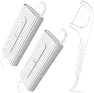 2 Pcs Travel Mini Refillable Dental Flossers Case,with 10 Count Floss Picks Organizer,Pocket Floss for Traveling and Outgoing,Best Dental Tools for Teeth Clean(White,2Pcs)