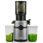 Fretta Cold Press Juicer Machines with 4.25" Large Feed Chute,Fit Whole Fruits & Vegetables Easy Clean Self Feeding,High Juice Yield,BPA Free (Grey)