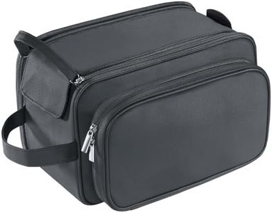 Buruis Extra Large Toiletry Bag for Men and Women, PU Leather Bags Spacious Travel Dopp Kit, Water-resistant Cosmetic Organizer Shaving Bag for Full Sized Container, Shampoo, Black